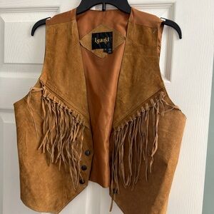 Lea's Tan Suede Fringe Vest